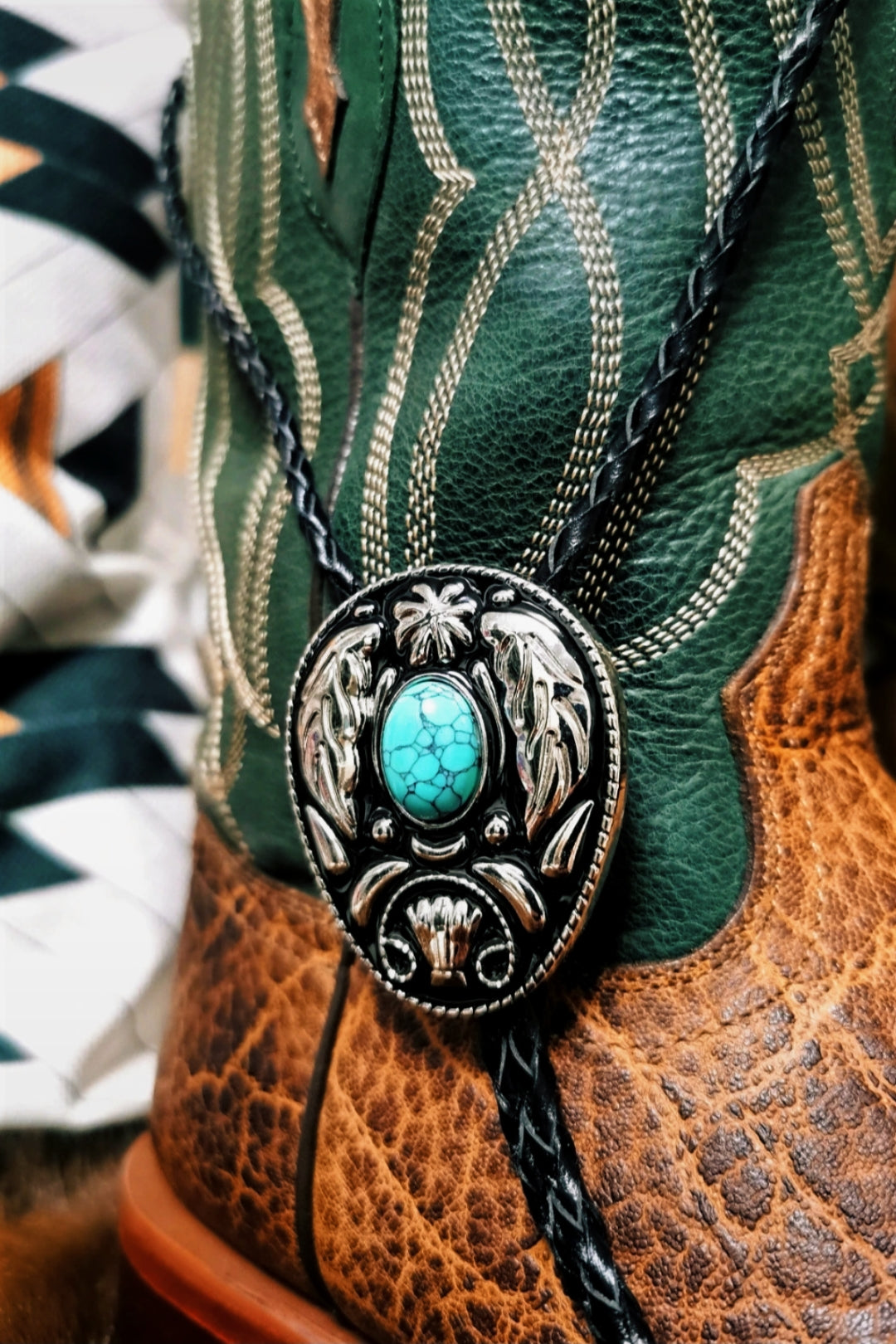 OOAK Turquoise Stone on Silver Bolo