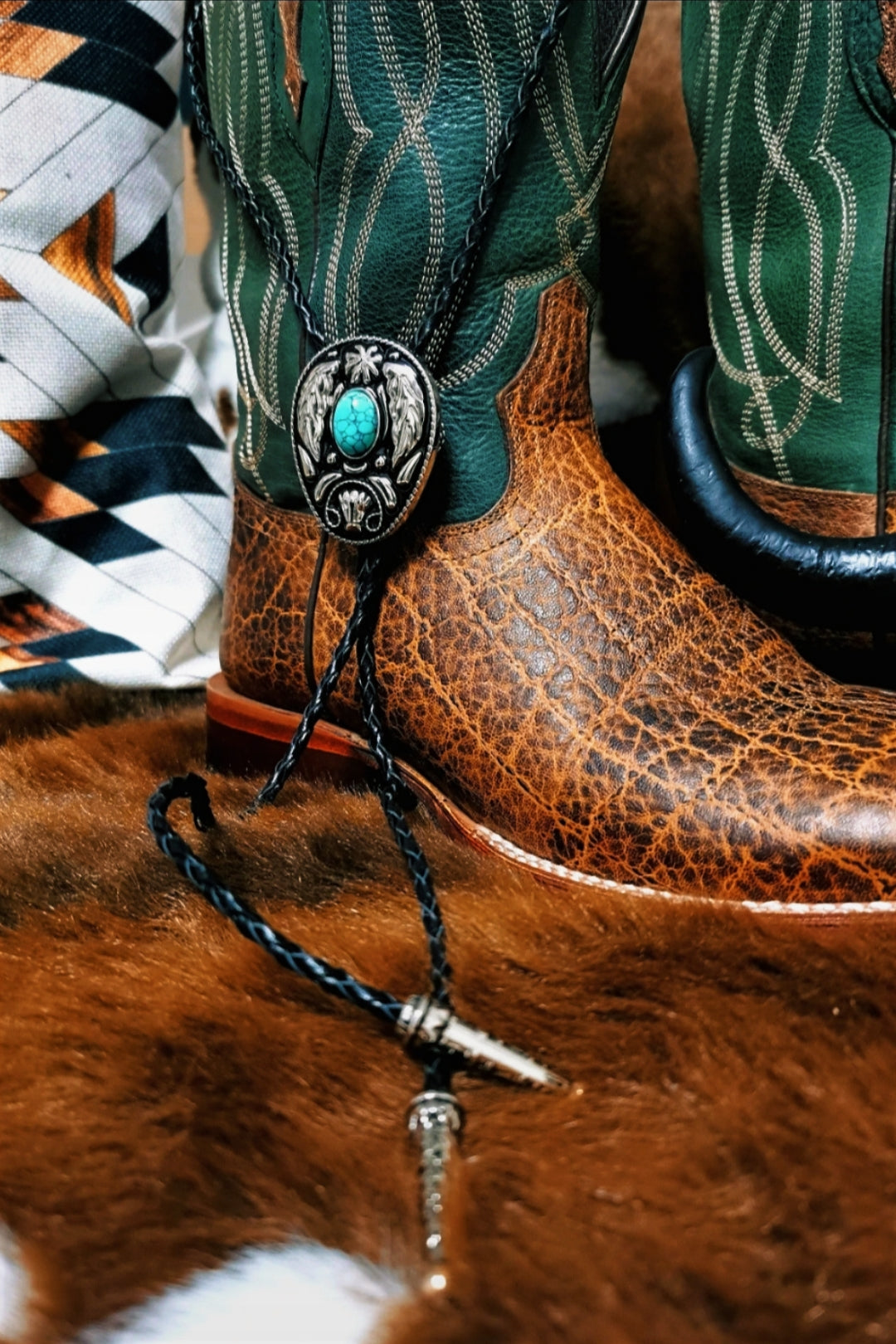 OOAK Turquoise Stone on Silver Bolo