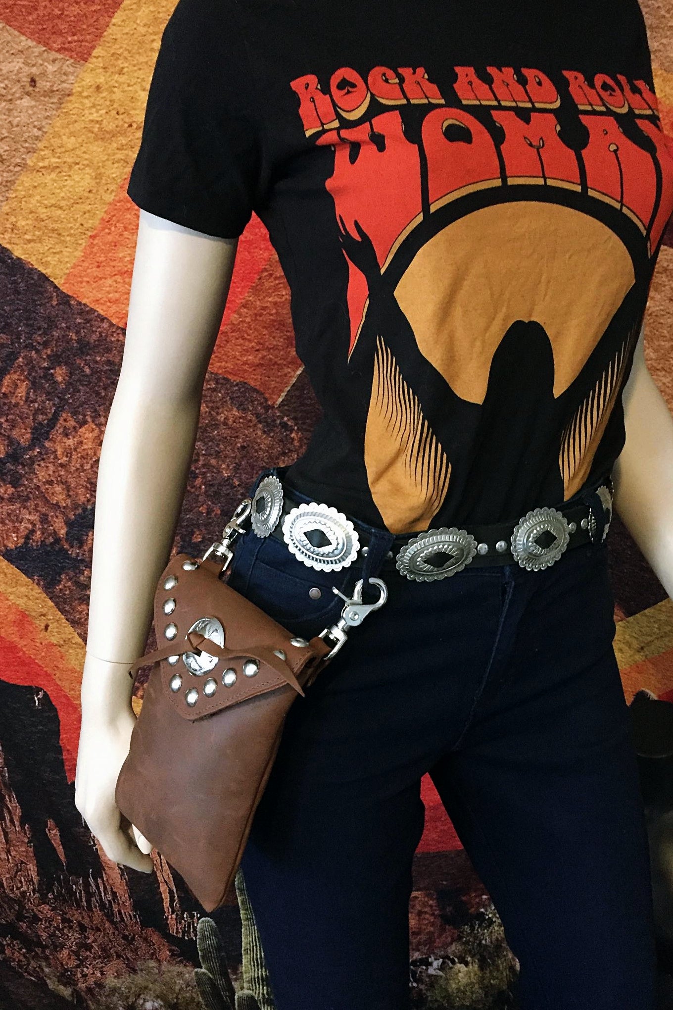 Leather & Concho Hip Bag