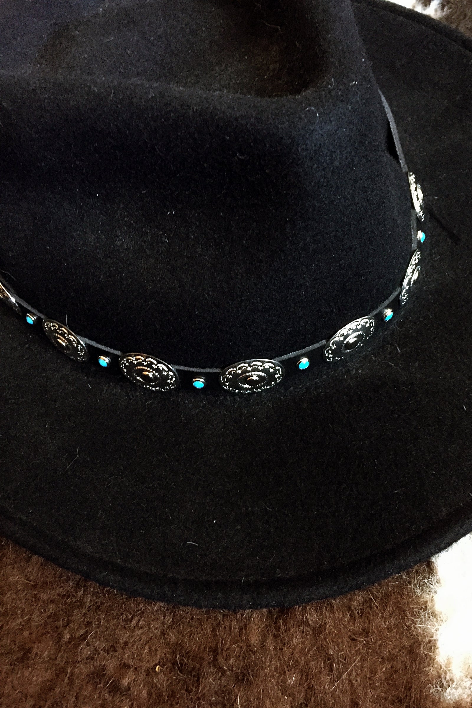 Leather, Turquoise and Concho Hatband