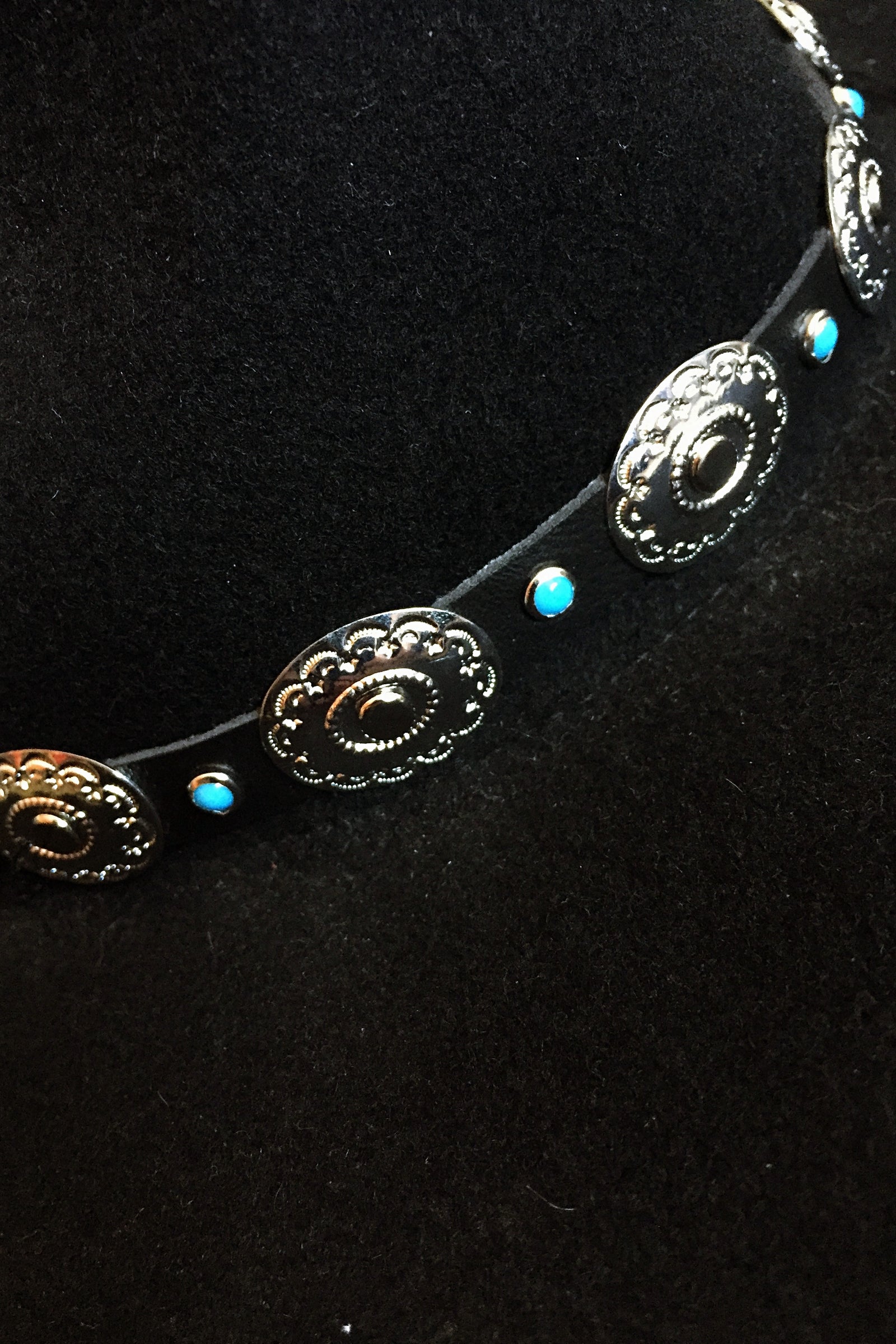 Leather, Turquoise and Concho Hatband