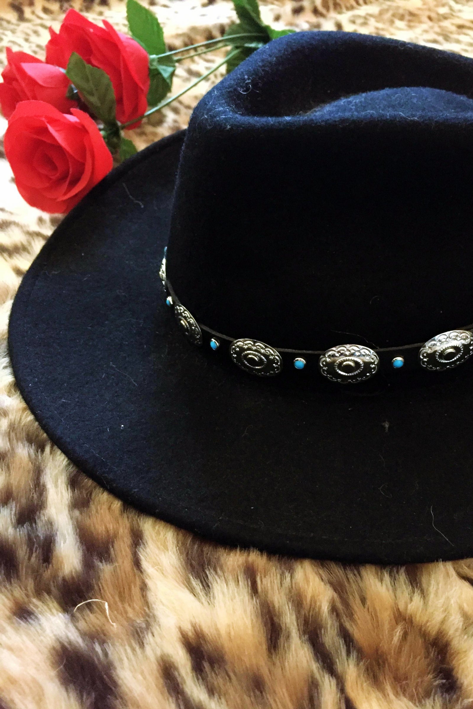 Leather, Turquoise and Concho Hatband