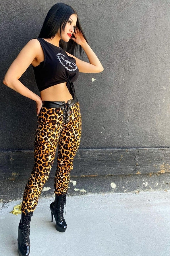 High Waisted Rebel Pant in Leopard Print